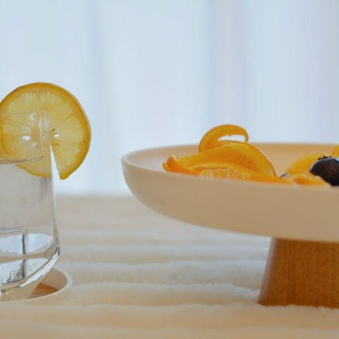 Round Tray with Solid Wood Base - Tray - Delicors