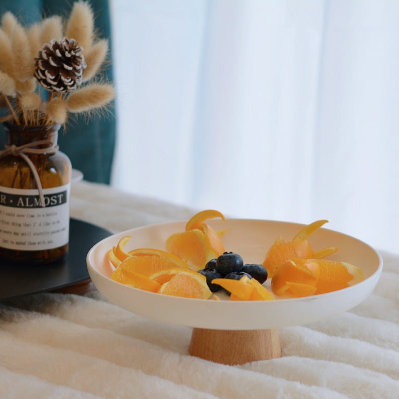 Round Tray with Solid Wood Base - Tray - Delicors