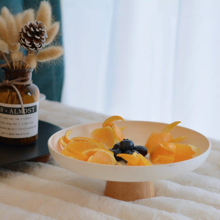 Round Tray with Solid Wood Base - Tray - Delicors