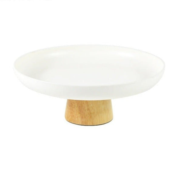 Round Tray with Solid Wood Base - Tray - Delicors