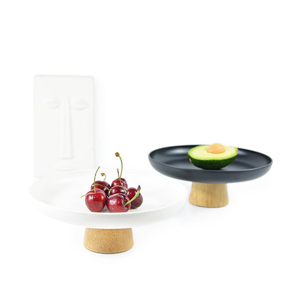 Round Tray with Solid Wood Base - Tray - Delicors