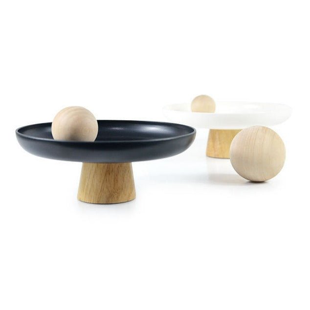 Round Tray with Solid Wood Base - Tray - Delicors