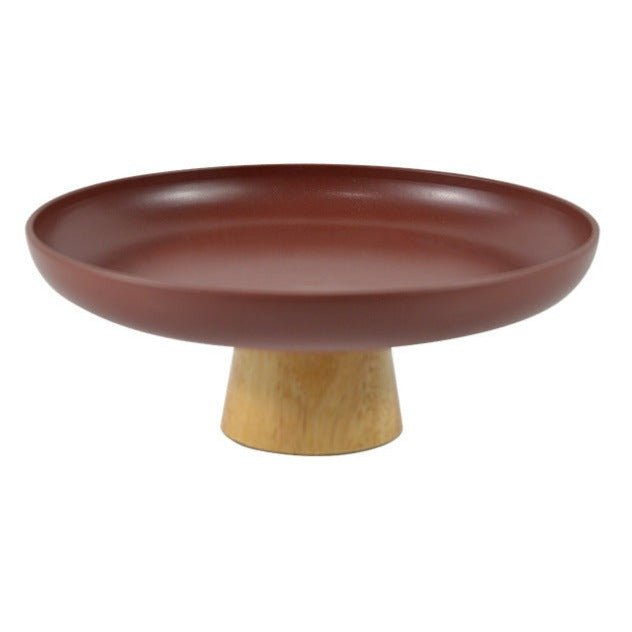 Round Tray with Solid Wood Base - Tray - Delicors