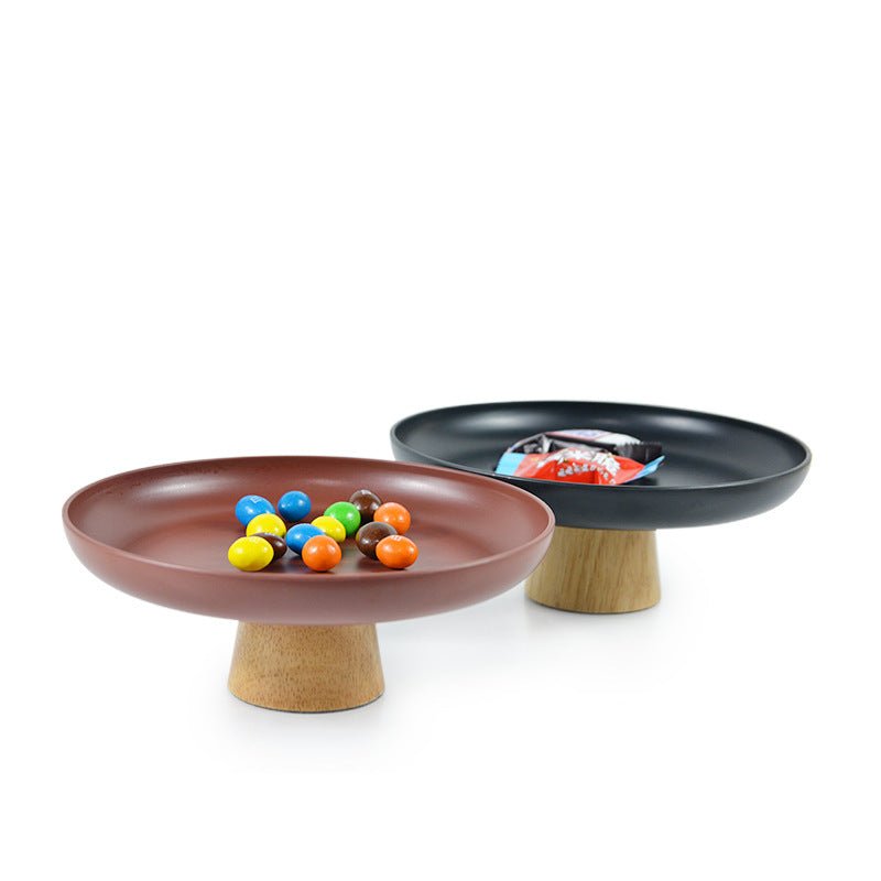 Round Tray with Solid Wood Base - Tray - Delicors