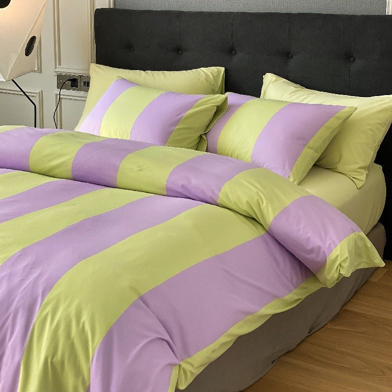 Summer Love Striped Bedding Quilt Cover Set - Bedding - Delicors