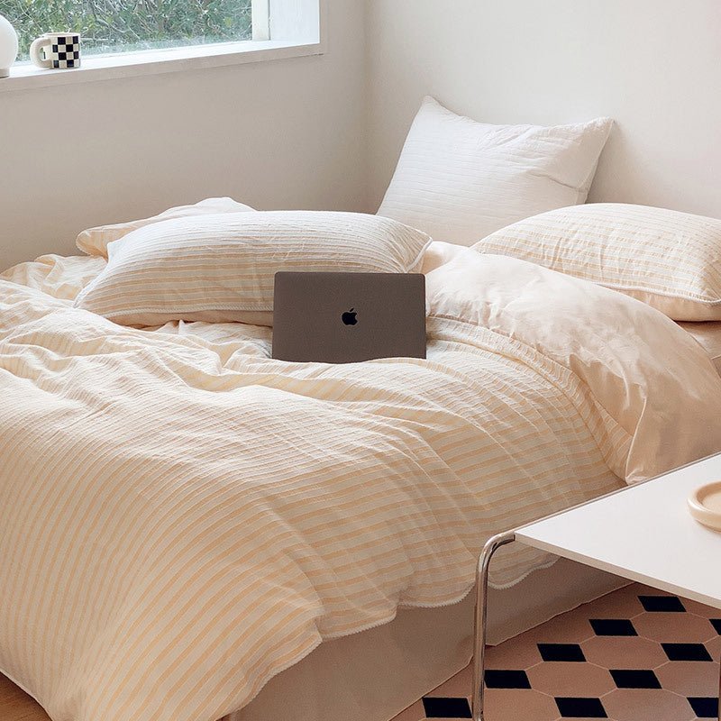 Tranquil Tones Fresh Pastel Stripe Bed Linens - Bedding - Delicors