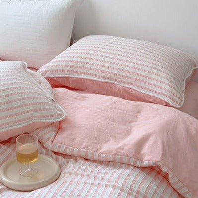 Tranquil Tones Fresh Pastel Stripe Bed Linens - Bedding - Delicors