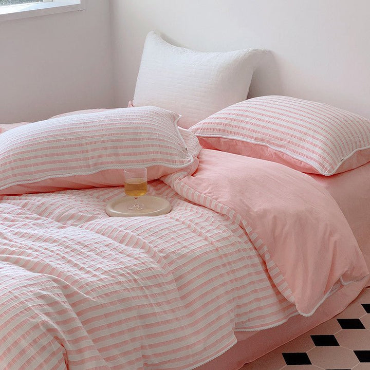 Tranquil Tones Fresh Pastel Stripe Bed Linens - Bedding - Delicors