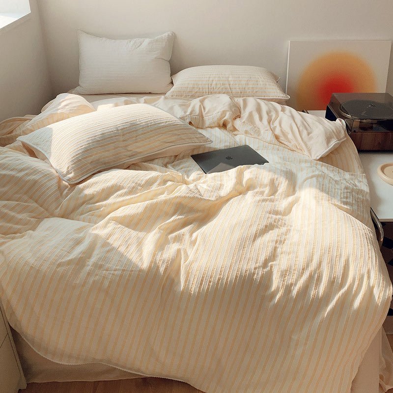 Tranquil Tones Fresh Pastel Stripe Bed Linens - Bedding - Delicors