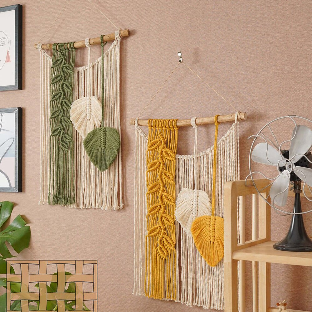 Tropical Leaf Macrame Wall Decor - Wall Art - Delicors