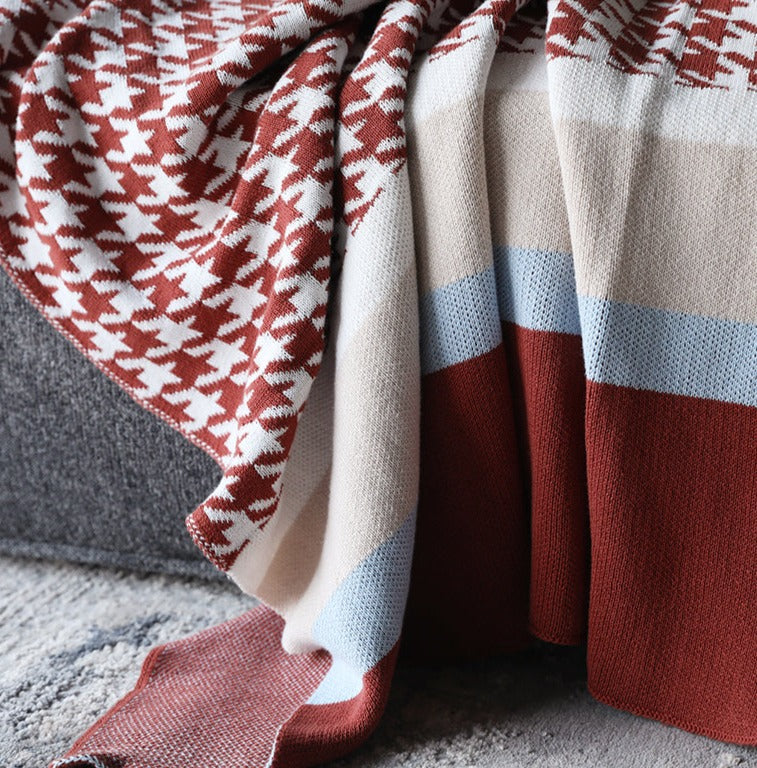 Houndstooth Striped Blanket