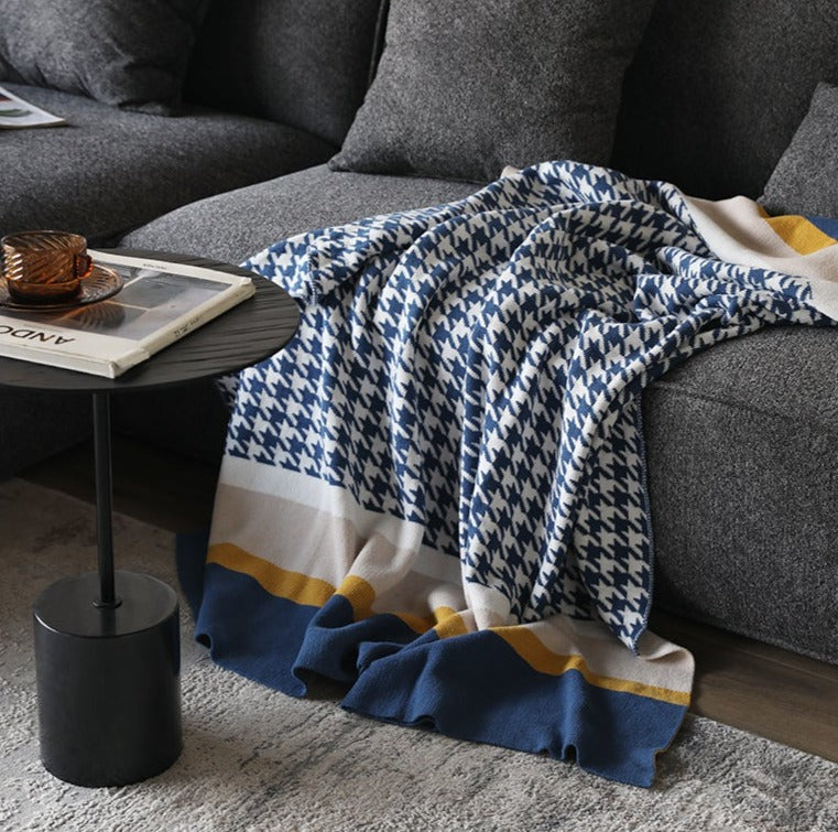 Houndstooth Striped Blanket