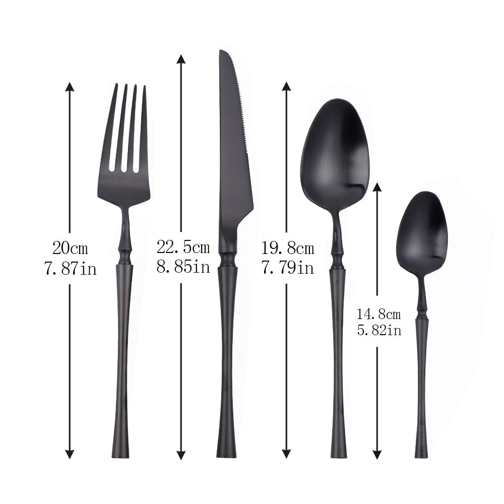 Black Round Roman Pillar Cutlery Set -Cutlery- Delicors