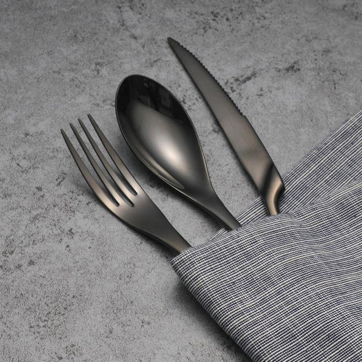Black Stainless Steel Cutlery Set -- Delicors
