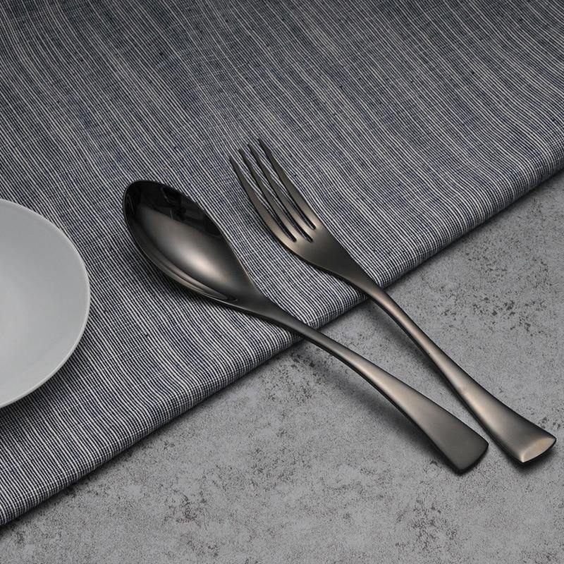 Black Stainless Steel Cutlery Set -- Delicors