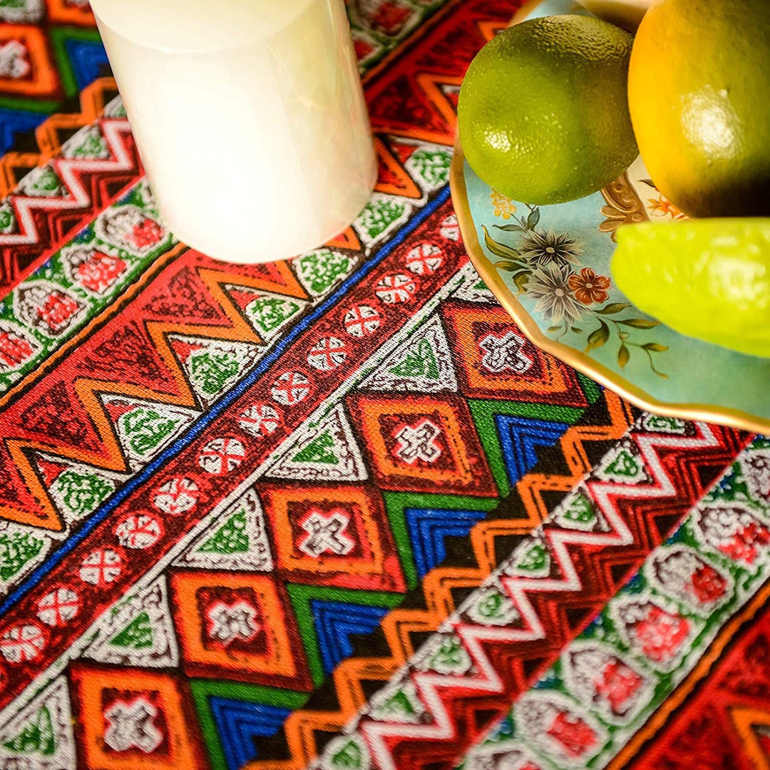 Bohemian Days Diamond Tassel Table Cloth Collection -- Delicors