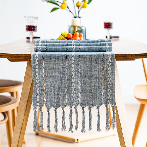 Cloudy Day Tassel Table Runner Collection -Table Runner- Delicors