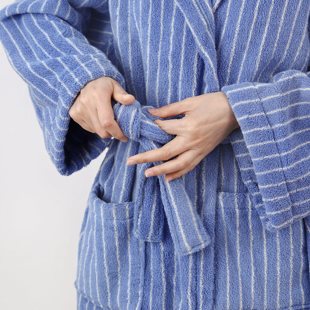 Coastal Striped Bathrobe Unisex Collection -Bathrobe- Delicors