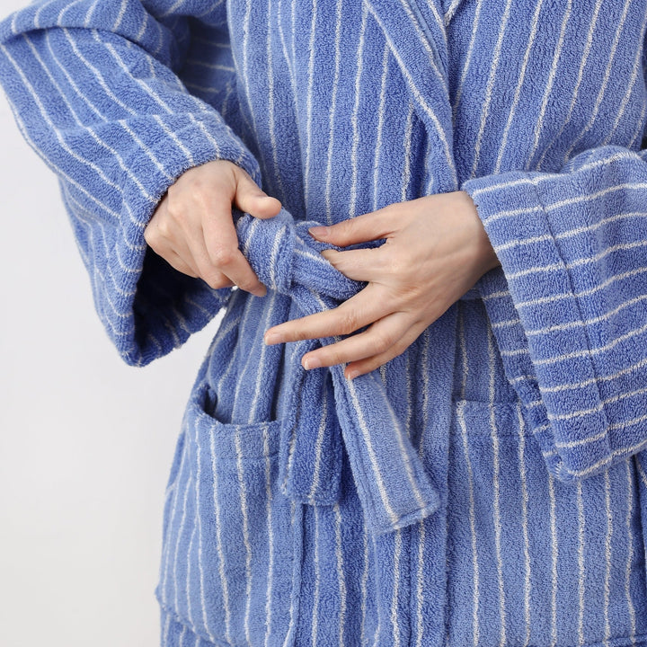 Coastal Striped Bathrobe Unisex Collection -Bathrobe- Delicors