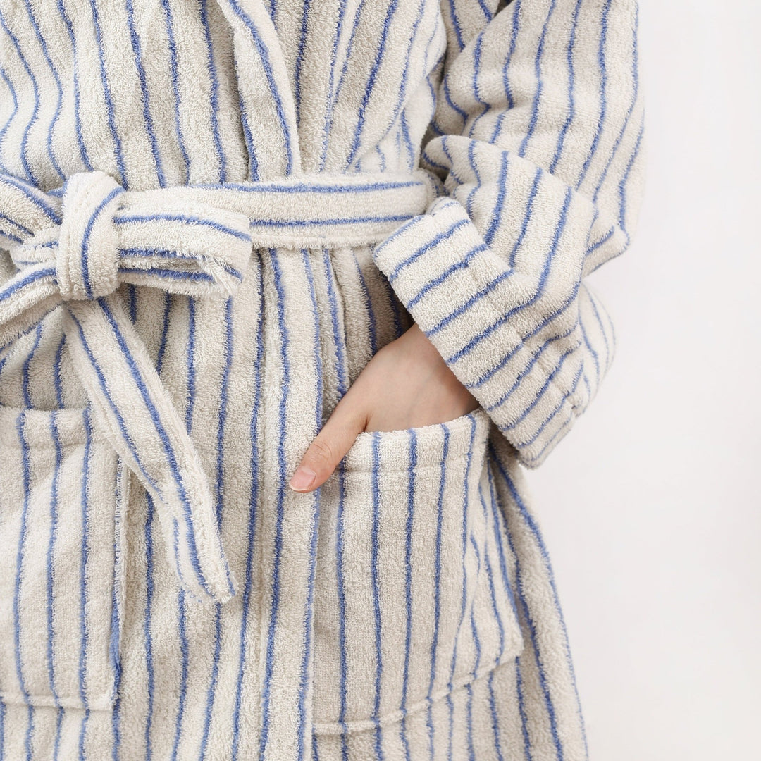Coastal Striped Bathrobe Unisex Collection -Bathrobe- Delicors
