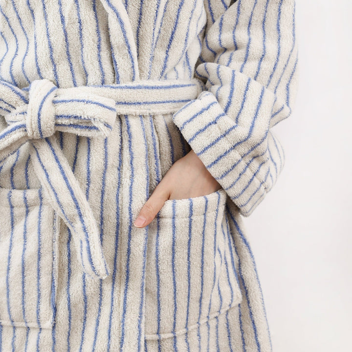 Coastal Striped Bathrobe Unisex Collection -Bathrobe- Delicors