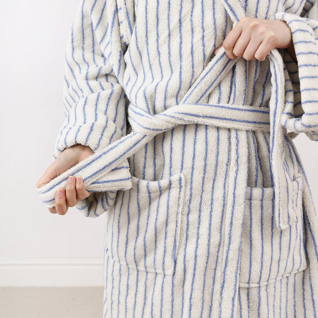 Coastal Striped Bathrobe Unisex Collection -Bathrobe- Delicors