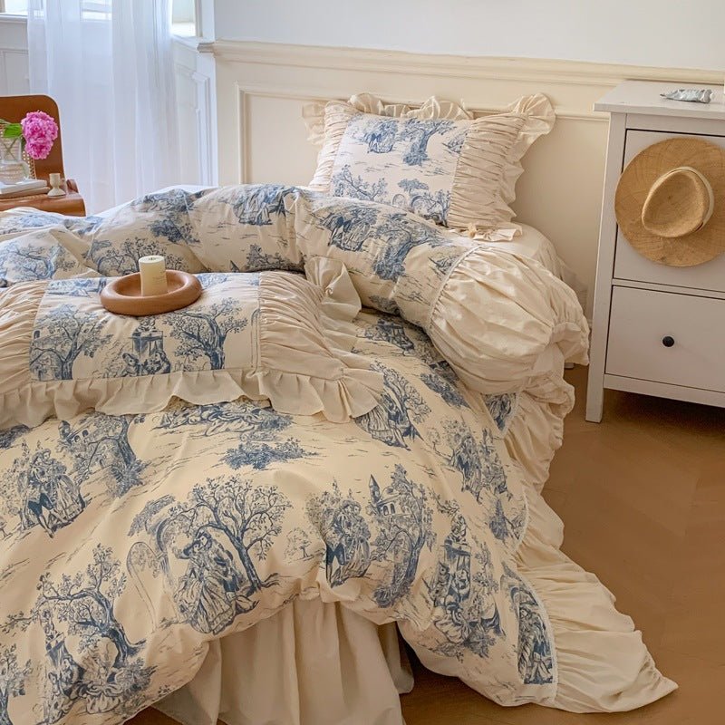 Courtly Blue Quilt Cover Set -Bedding- Delicors