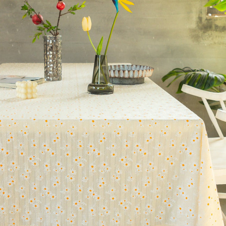 Daisy Tassel Table Cloth Collection -- Delicors