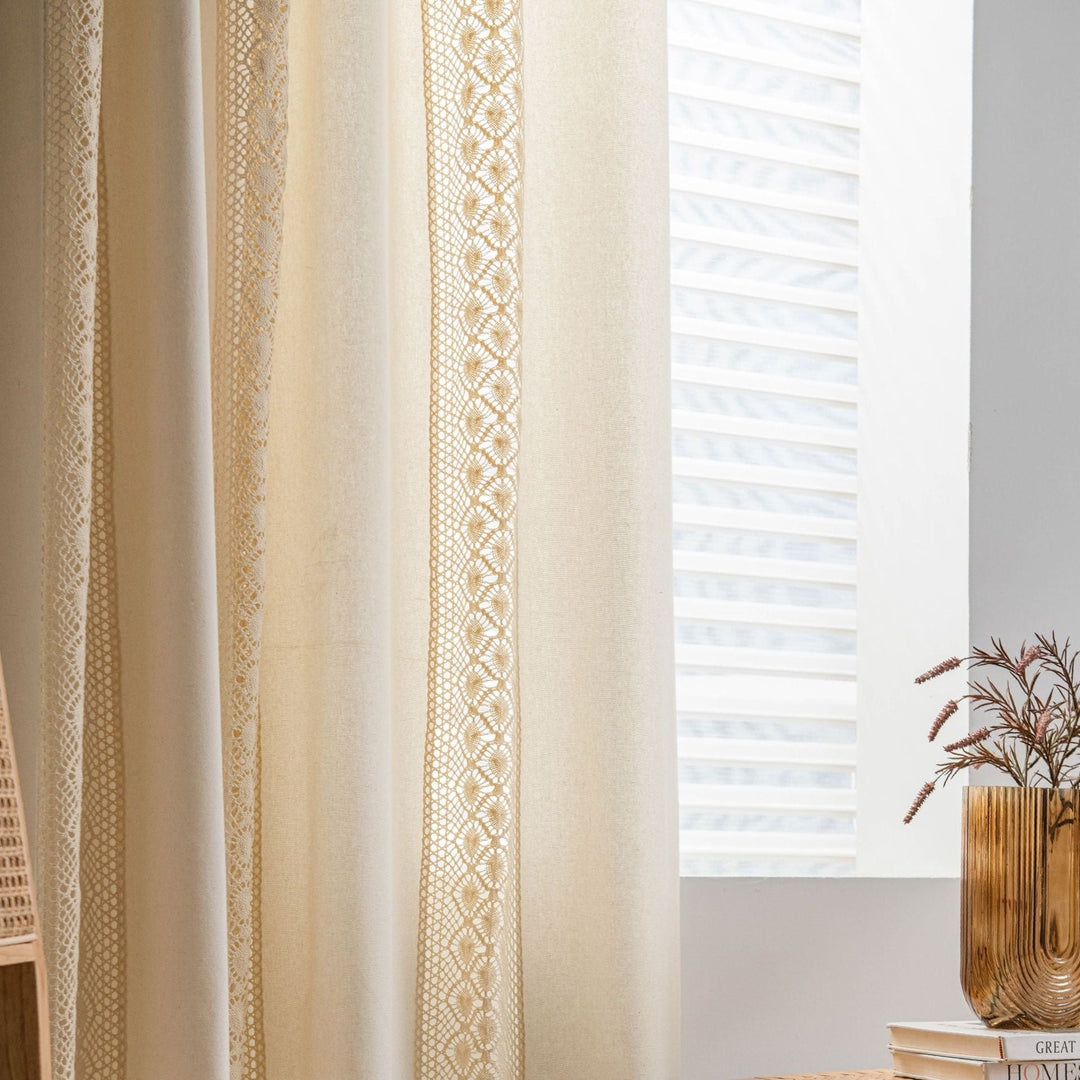 Fiore Di Latte Beige Curtain -- Delicors