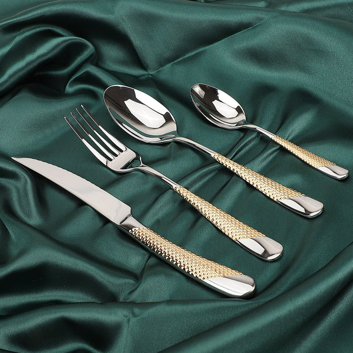 Honeycomb Grooved Stainless Steel Cutlery Set -Cutlery- Delicors
