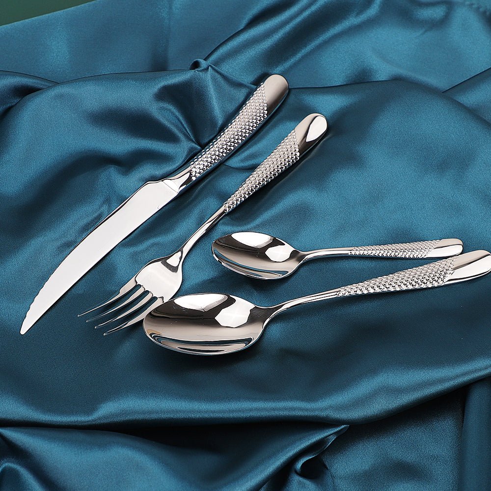 Honeycomb Grooved Stainless Steel Cutlery Set -Cutlery- Delicors