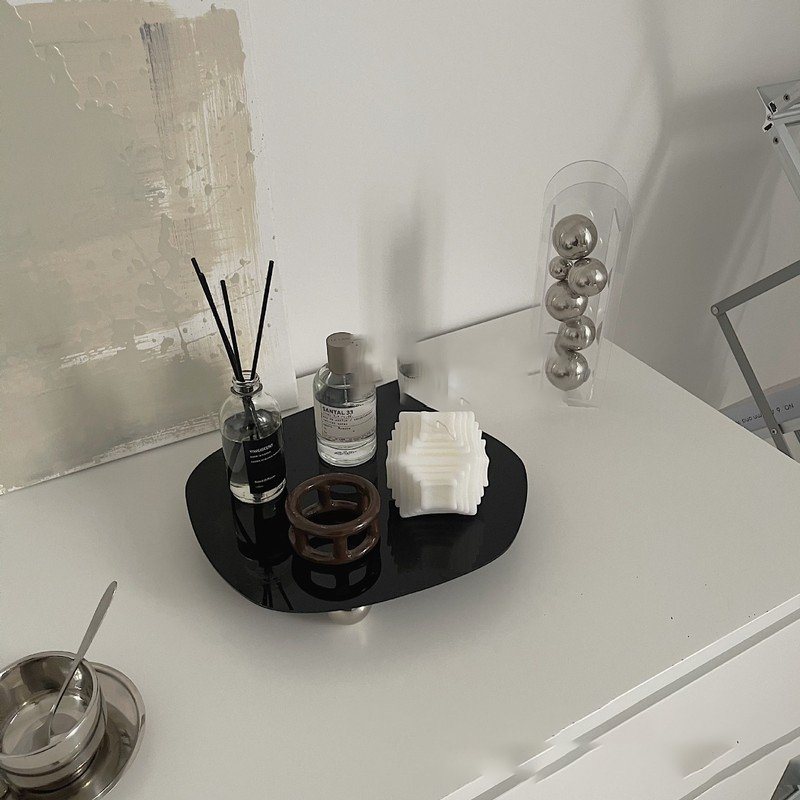 Minimalist Irregular Mirror Elevated Acrylic Tray Collection -- Delicors