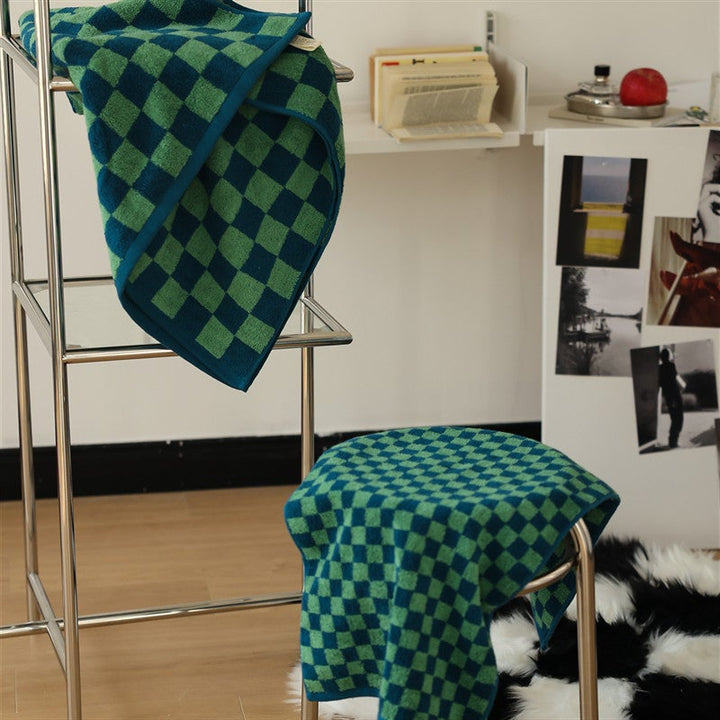 Peacock Checkerboard Towel -Towel- Delicors