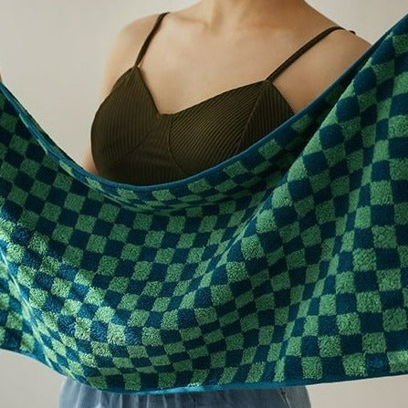 Peacock Checkerboard Towel -Towel- Delicors