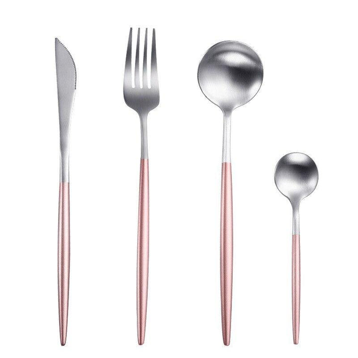 Pink Dipped Stainless Steel Cutlery Set -- Delicors
