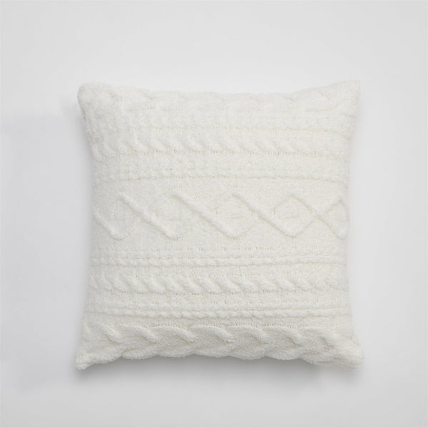 Snow White Cable Knit Cushion -- Delicors