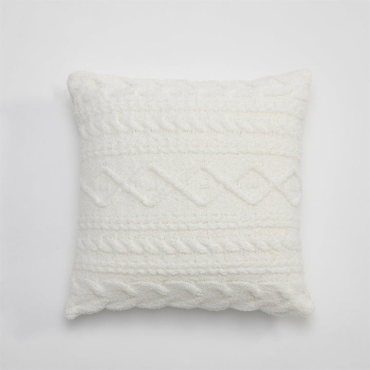 Snow White Cable Knit Cushion -- Delicors
