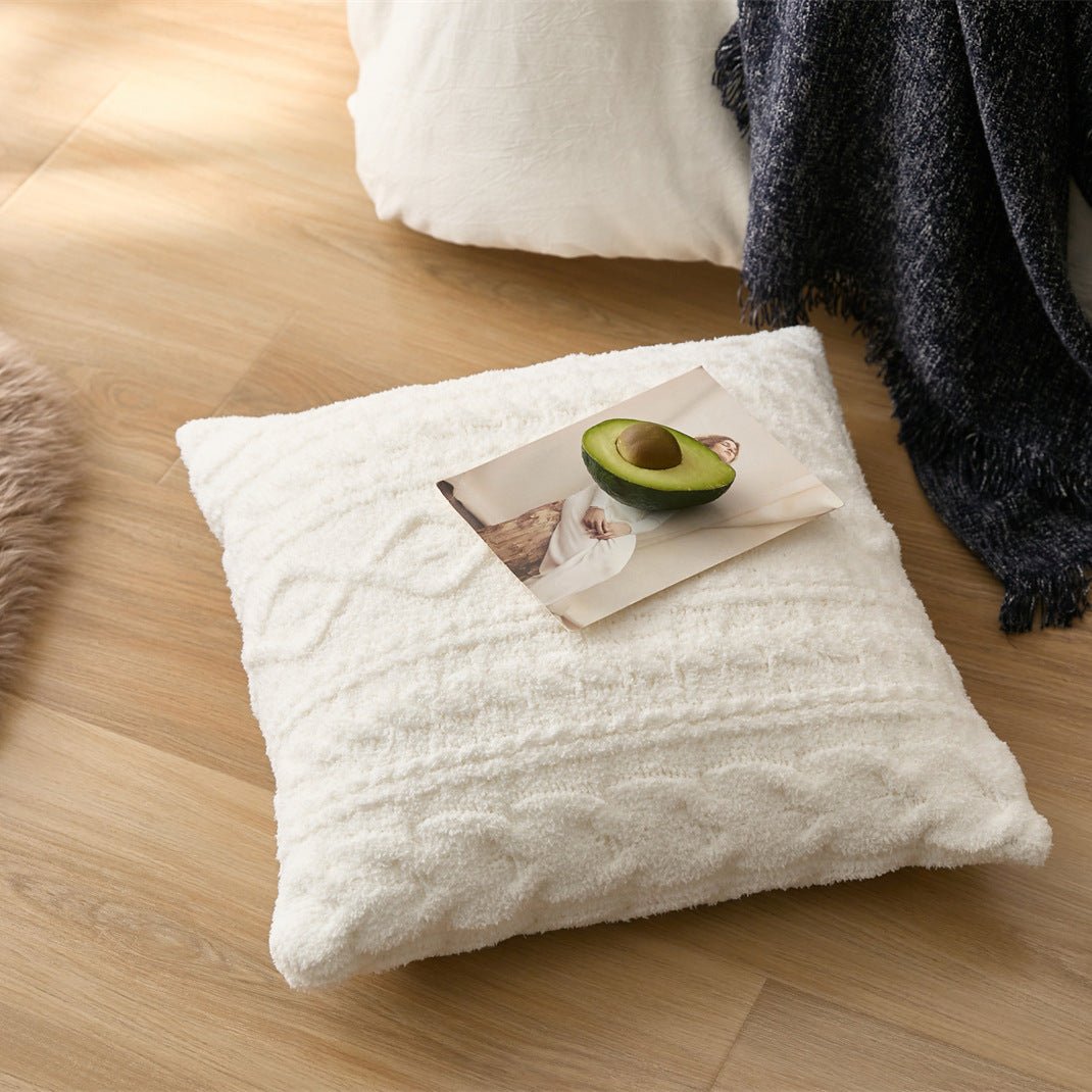 Snow White Cable Knit Cushion -- Delicors