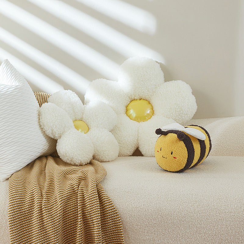 Springtime Flower and Bee Boucle Cushion Collection -- Delicors