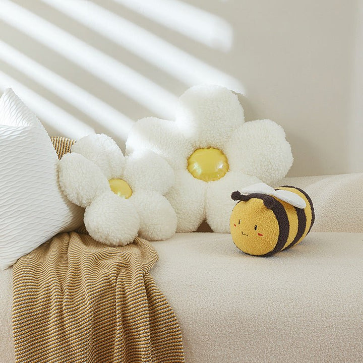 Springtime Flower and Bee Boucle Cushion Collection -- Delicors