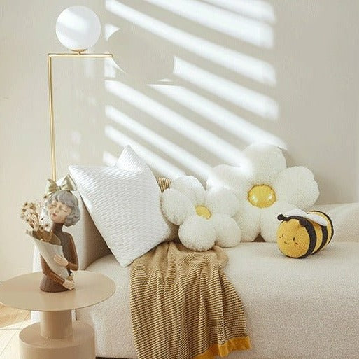 Springtime Flower and Bee Boucle Cushion Collection -- Delicors