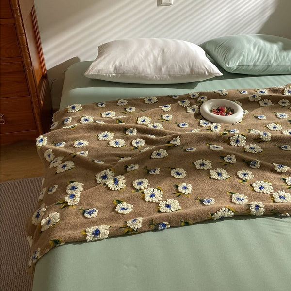 Stitched Floral Blanket -Throw- Delicors