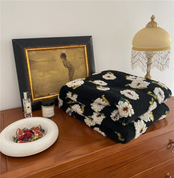 Stitched Floral Blanket -Throw- Delicors