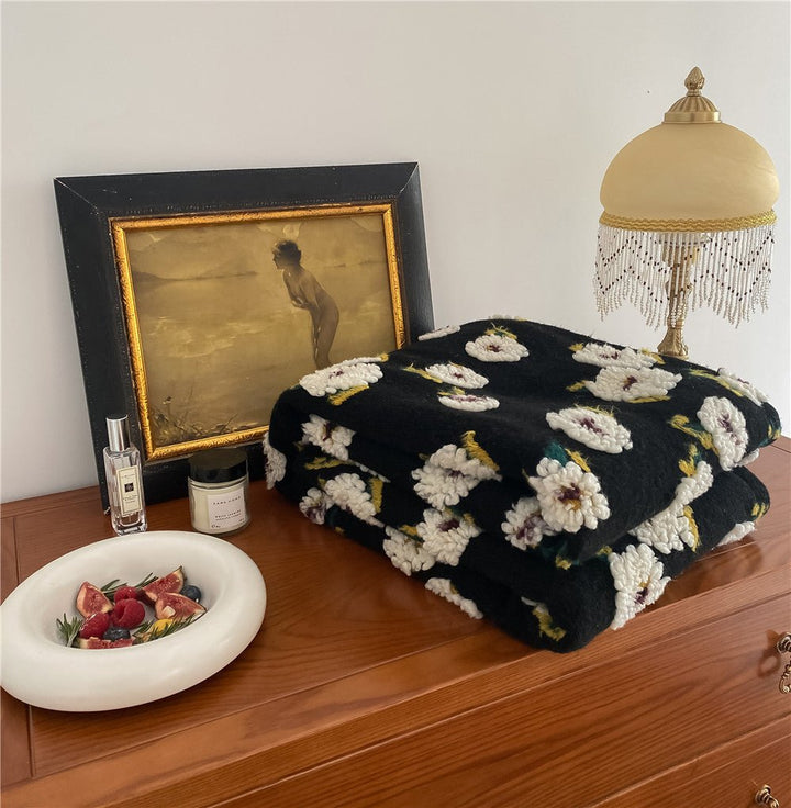 Stitched Floral Blanket -Throw- Delicors