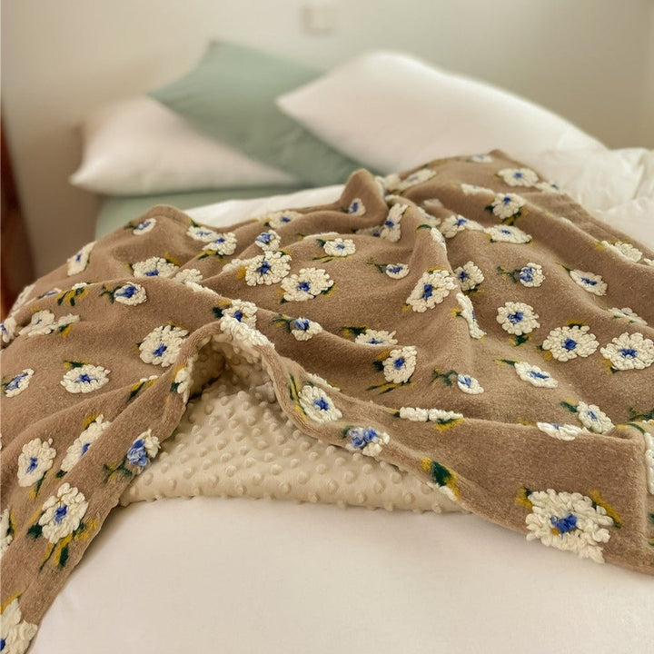Stitched Floral Blanket -Throw- Delicors