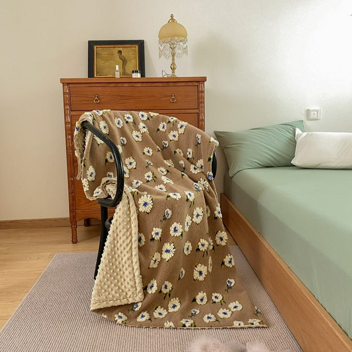 Stitched Floral Blanket -Throw- Delicors