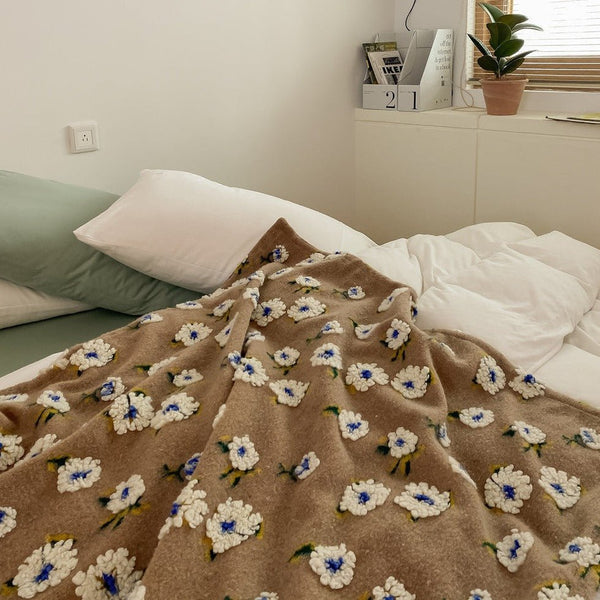 Stitched Floral Blanket -Throw- Delicors
