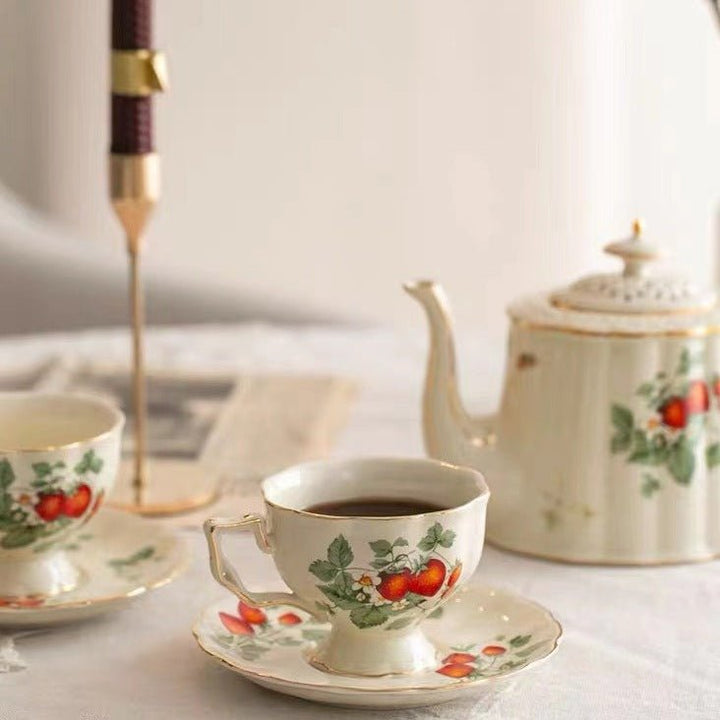 Strawberries Tea Cup & Pot -Dinnerware- Delicors