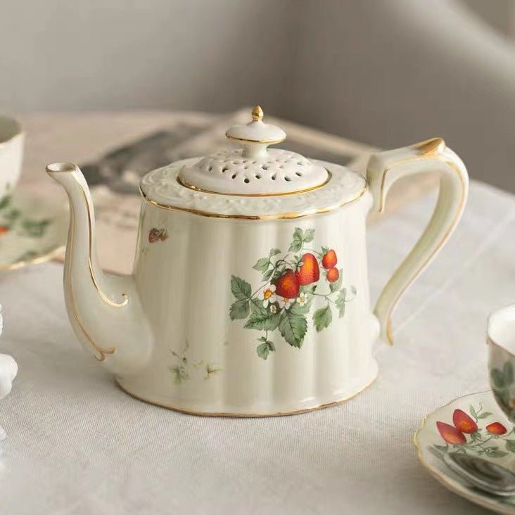 Strawberries Tea Cup & Pot -Dinnerware- Delicors