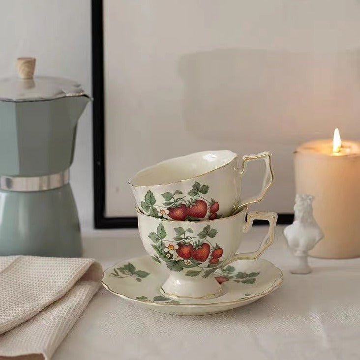 Strawberries Tea Cup & Pot -Dinnerware- Delicors